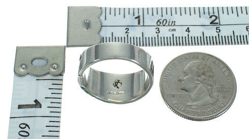 Authentic Sterling Silver Southwest Turquoise Water Wave Ring Size 7-3/4 QX81675