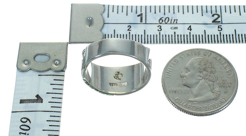 Southwest Silver Turquoise Water Wave Ring Size 6-1/4 QX81682