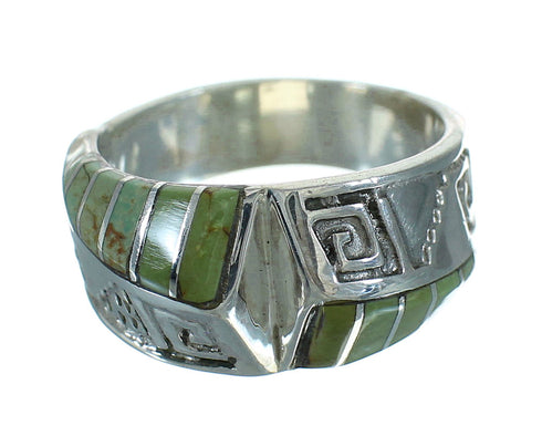 Sterling Silver Turquoise Southwest Water Wave Ring Size 5-3/4 QX81694