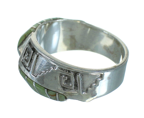 Sterling Silver Turquoise Southwestern Water Wave Ring Size 6-1/4 QX81695