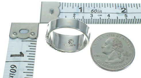 Genuine Sterling Silver Turquoise Southwest Water Wave Ring Size 8 QX81698