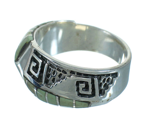 Southwest Turquoise Sterling Silver Water Wave Ring Size 8-1/4 QX81721