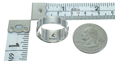 Southwest Turquoise Authentic Sterling Silver Water Wave Ring Size 8-3/4 QX81727