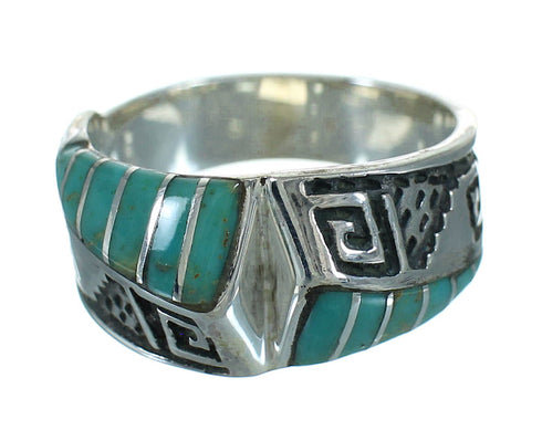 Water Wave Sterling Silver Southwestern Turquoise Ring Size 8-1/4 QX81743