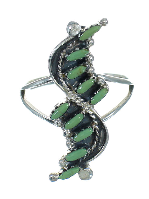 Sterling Silver Turquoise Needlepoint Ring Size 5-3/4 YX76412
