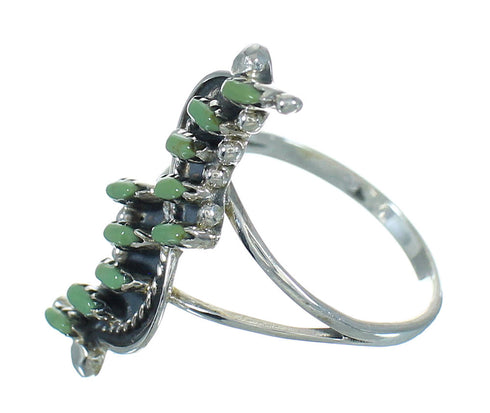 Sterling Silver Turquoise Needlepoint Ring Size 5-3/4 YX76412