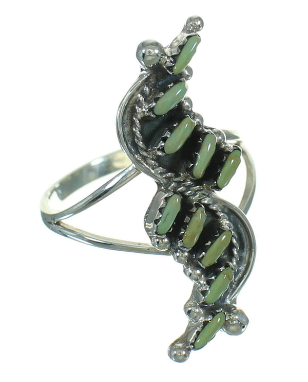 Silver And Turquoise Southwestern Needlepoint Ring Size 7-1/2 YX76422