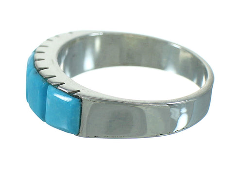 Southwestern Genuine Sterling Silver And Turquoise Ring Size 5-1/4 YX76497