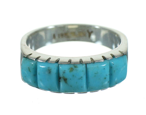 Turquoise And Sterling Silver Southwestern Jewelry Ring Size 6-1/2 YX76524