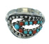 Southwest Coral And Turquoise Silver Ring Size 6-1/2 YX70284