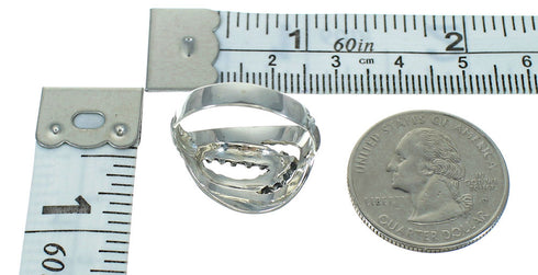 Southwestern Silver Turquoise And Coral Jewelry Ring Size 7 YX70287