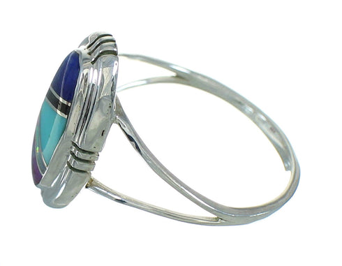 Multicolor Inlay Genuine Sterling Silver Southwest Ring Size 5-1/2 AX80288