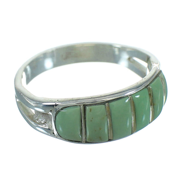 Sterling Silver Turquoise Inlay Ring Size 4-3/4 QX69088