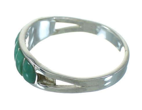 Southwestern Genuine Sterling Silver Turquoise Inlay Ring Size 6-3/4 QX69095