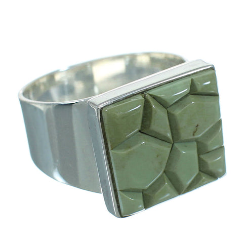 Turquoise Inlay Genuine Sterling Silver Ring Size 10-1/2 QX69112