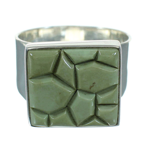 Turquoise Inlay Genuine Sterling Silver Ring Size 10-1/2 QX69112