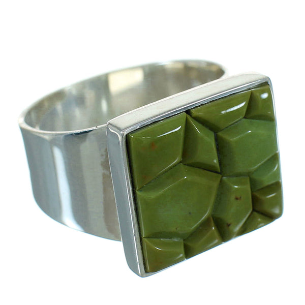 Turquoise Inlay Southwest Authentic Sterling Silver Ring Size 9-1/4 QX69114