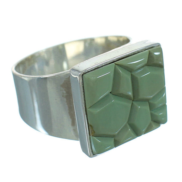 Turquoise Inlay Southwestern Genuine Sterling Silver Ring Size 10-1/4 QX69119