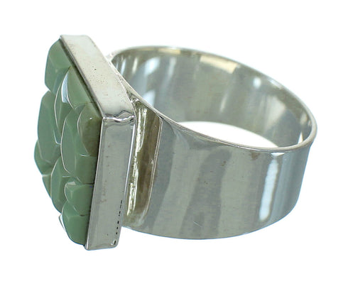 Turquoise Inlay Southwestern Genuine Sterling Silver Ring Size 10-1/4 QX69119