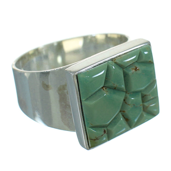 Southwest Turquoise Inlay Genuine Sterling Silver Ring Size 10-1/2 QX69122