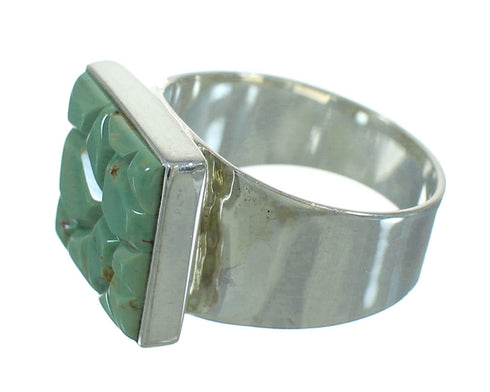 Southwest Turquoise Inlay Genuine Sterling Silver Ring Size 10-1/2 QX69122