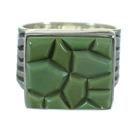 Southwestern Turquoise Inlay Sterling Silver Ring Size 8 QX69128