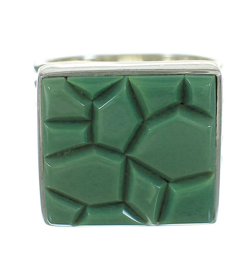 Southwestern Turquoise Inlay Authentic Sterling Silver Ring Size 5 QX69142