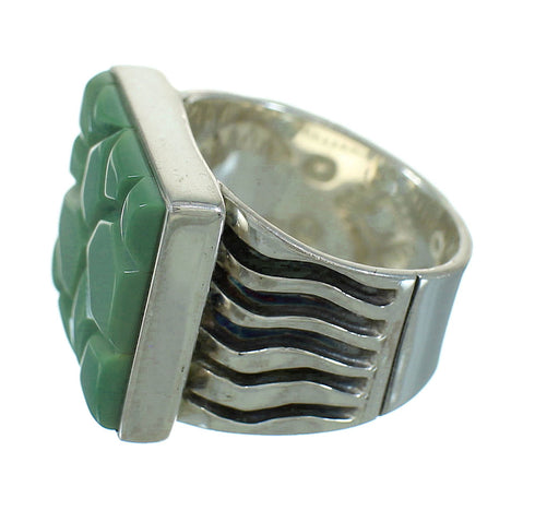 Southwestern Turquoise Inlay Authentic Sterling Silver Ring Size 5 QX69142