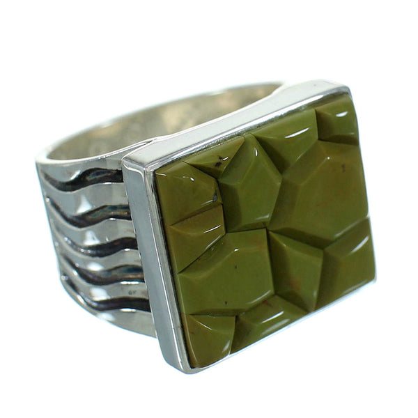 Southwest Turquoise Inlay Genuine Sterling Silver Ring Size 6 QX69143