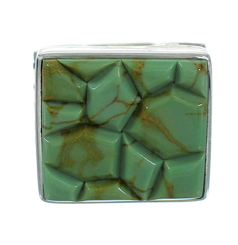 Southwestern Turquoise Inlay Genuine Sterling Silver Ring Size 4-1/2 QX69144
