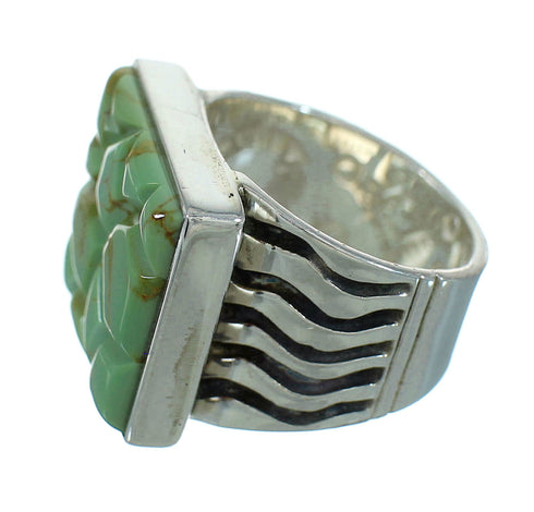 Southwestern Turquoise Inlay Genuine Sterling Silver Ring Size 4-1/2 QX69144