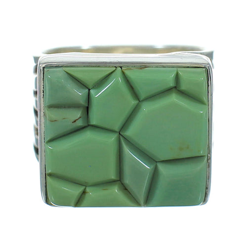 Southwest Sterling Silver Turquoise Inlay Ring Size 4-3/4 QX69145