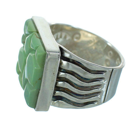Southwest Sterling Silver Turquoise Inlay Ring Size 4-3/4 QX69145