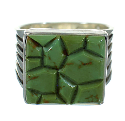 Turquoise Inlay Southwest Genuine Sterling Silver Ring Size 8 QX69159