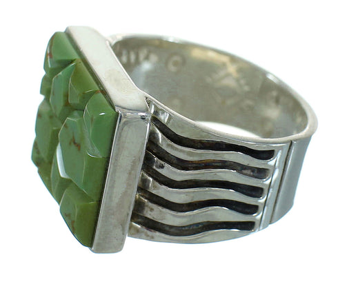 Turquoise Inlay Southwest Genuine Sterling Silver Ring Size 8 QX69159