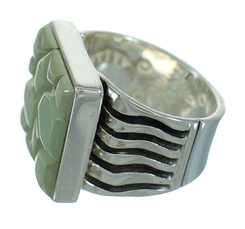 Turquoise Inlay Southwestern Genuine Sterling Silver Ring Size 5 QX69161