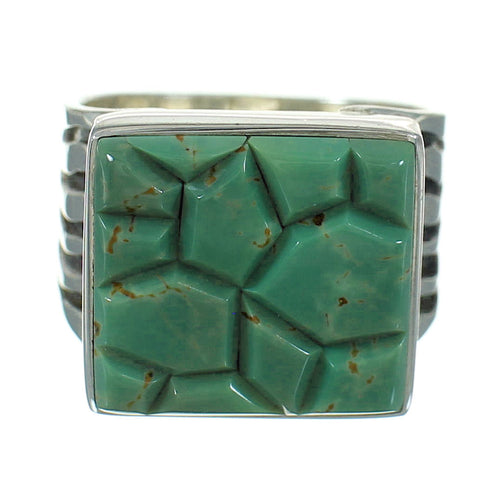Turquoise Inlay Sterling Silver Southwestern Ring Size 7-3/4 QX69163