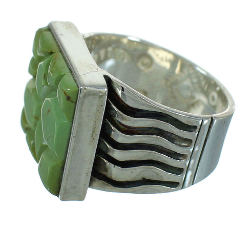 Genuine Sterling Silver Southwestern Turquoise Inlay Ring Size 6-3/4 QX69169