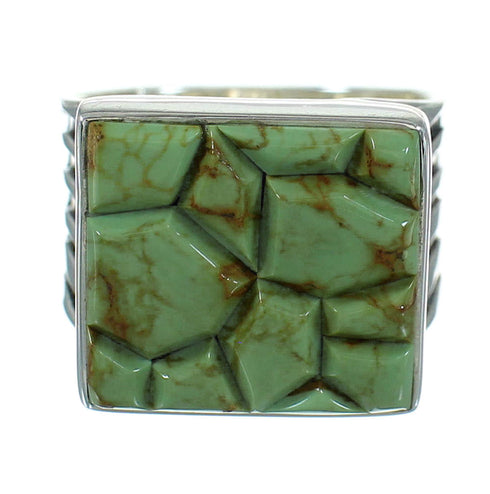 Genuine Sterling Silver Southwest Turquoise Inlay Ring Size 6-1/2 QX69170