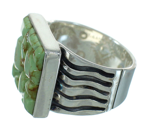 Genuine Sterling Silver Southwest Turquoise Inlay Ring Size 6-1/2 QX69170