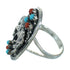 Silver Southwest Turquoise Coral Horse Ring Size 5 QX72515