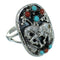Horse Silver Southwest Turquoise Coral Ring Size 6-1/4 QX72528