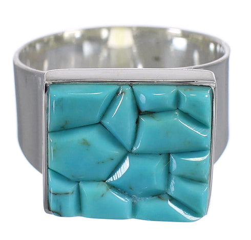 Turquoise And Genuine Sterling Silver Southwest Ring Size 8-3/4 YX68699