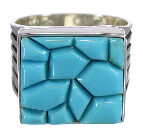Genuine Sterling Silver And Turquoise Southwestern Ring Size 8-3/4 YX68719