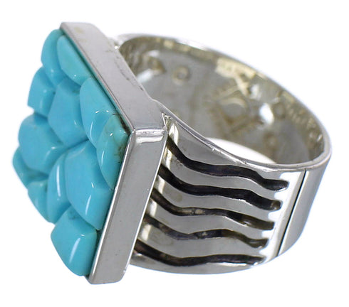 Genuine Sterling Silver And Turquoise Southwestern Ring Size 8-3/4 YX68719