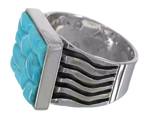 Turquoise Inlay And Authentic Sterling Silver Southwest Ring Size 8 YX68738