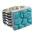 Southwestern Turquoise Inlay And Sterling Silver Ring Size 6-1/2 YX68751