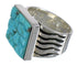 Southwestern Turquoise Inlay And Genuine Sterling Silver Ring Size 7-1/2 YX68754