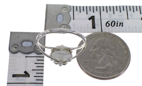 Southwestern Genuine Sterling Silver Multicolor Inlay Ring Size 6-3/4 AX80648