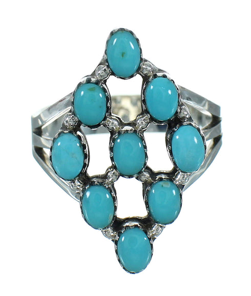 Authentic Sterling Silver And Turquoise Southwestern Ring Size 6-3/4 YX71477